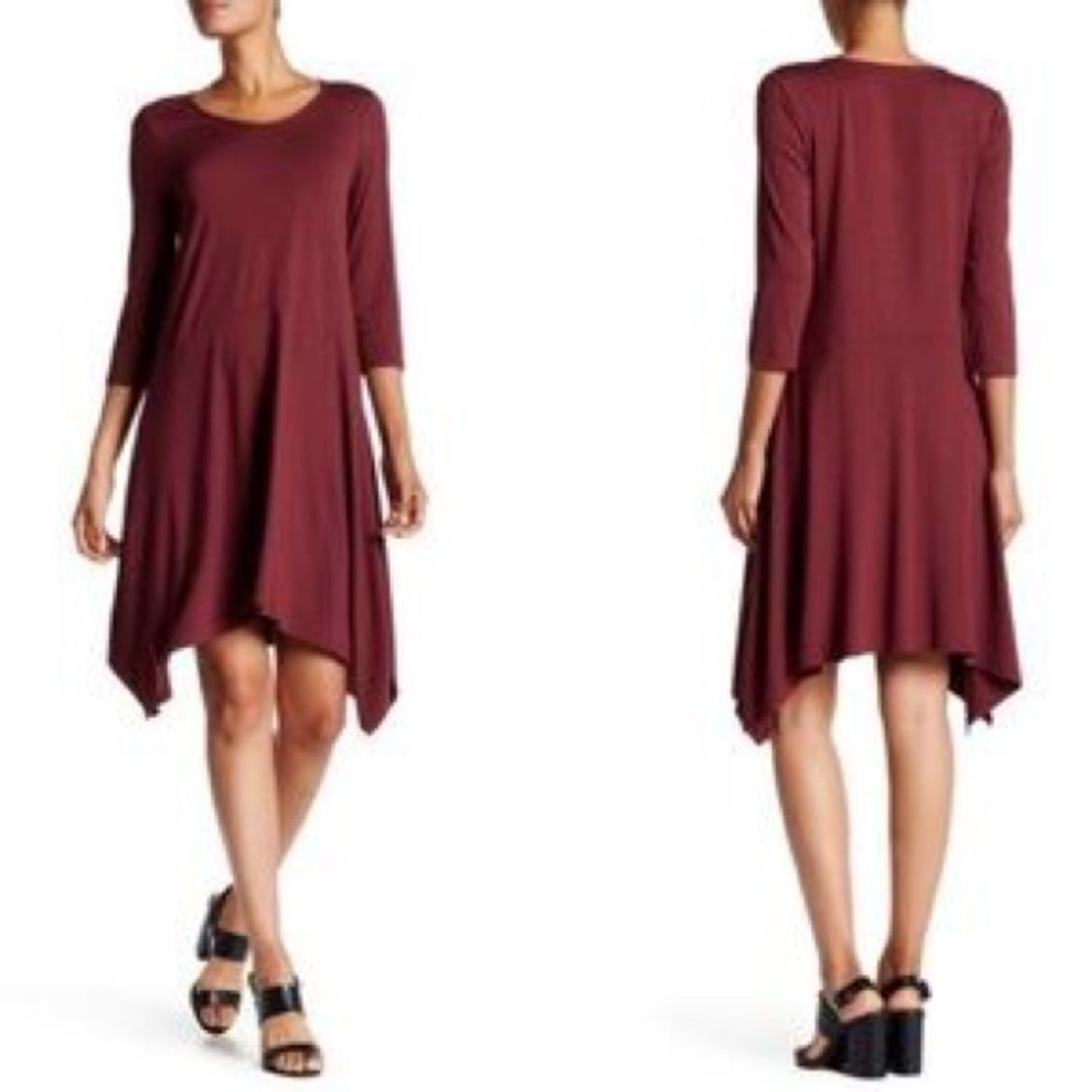 Eileen fisher xl Burgundy Asymmetrical Dress